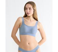 Bustier SLOGGI "ZERO Feel 2.0", Damen, Gr. XL, N-Gr, blau (chambray), Single Jersey, Obermaterial: 76% Polyamid, 24% Elasthan, BHs Bustier, mit herausnehmbaren Pads, leichter Halt, Mikrofaser (5304543