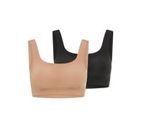 Bustier SLOGGI "ZERO Feel 2.0", Damen, Gr. XXL, N-Gr, braun (braun, schwarz combination), Obermaterial: 76% Polyamid, 24% Elasthan, BHs Bustier, nahtlos, herausnehmbare Pads, Microfaser, dehnbar (4195