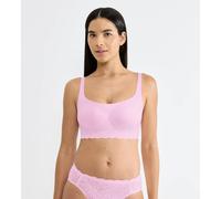 Bustier SLOGGI "ZERO Feel Bliss", Damen, Gr. L, N-Gr, rosa (floral pink), Spitze, Obermaterial: 76% Polyamid, 24% Elasthan, BHs Bustier, mit herausnehmbaren, atmungsaktiven Pads und Stretch-Spitze (27