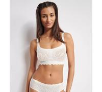 Bustier SLOGGI "ZERO Feel Bliss", Damen, Gr. XS, N-Gr, weiß (silk weiß), Spitze, Obermaterial: 76% Polyamid, 24% Elasthan, Jacquardmuster, unifarben, BHs Bustier, mit herausnehmbaren, atmungsaktiven P