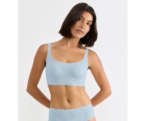 Bustier SLOGGI "ZERO Feel Bliss", Damen, Gr. XXL, N-Gr, blau (light blau), Spitze, Obermaterial: 76% Polyamid, 24% Elasthan, BHs Bustier, mit herausnehmbaren, atmungsaktiven Pads und Stretch-Spitze (1