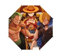 ButkUs One Piece Anime Regenschirm mit 8 Streben UV-Schutz, leicht und tragbar, perfekt für Reisen, Sonne und Regen, einfach zu bedienen, automatische Öffnung, Anime Farbe