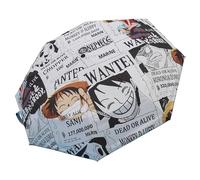 ButkUs One Piece Luffy Regenschirm Automatisch Öffnen Beliebtes Anime Muster UV-Schutz Reiseschirm Kompakt Winddicht für Frauen Männer Teenager, rot