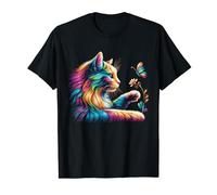 Butterfly Cat Flower Cat Lover for Women Woman Girl T-Shirt