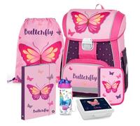 Butterfly Schmetterlinge Schulranzen Schulmappe Schultasche Schulrucksack Ranzen Set mit Federtasche Sportbeutel Heftbox