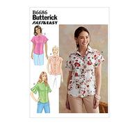 Butterick B6686E5 Sehr Easy Damen Ärmellose und Kurzarm Bluse Schnittmuster Gr. 42-50