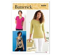 BUTTERICK B6848F5 Kit für Damen, 3/4-Ärmel, Hemd und Tanktop, Code B6848 Schnittmuster, mehrfarbig, Sizes 16-18-20-22-24