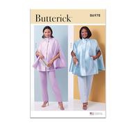 Butterick B6978AA Easy-to-make Misses' Lined Cape, Loose-fitting Top and Slim Fit Pants Schnittmuster-Paket, Design-Code B6978, Papier, mehrfarbig, Sizes 10-12-14-16-18