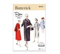 Butterick Easy to Sew Schnittmuster-Set für Mäntel im Stil der 1950er Jahre, Design Code B6957, Größen 44-46-48-50-52