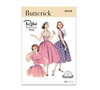 Butterick Schnittmuster-Set für Damenkleid und Jacke, Vintage-Stil, 1950er-Jahre, Design Code B6938, Größen 34-36-38, mehrfarbig