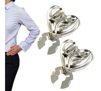 Button Jewelry Covers | 2-Piece Heart Shaped Decoratives Brooch - Button Covers Clips - for Sewing Shirt Making Blouse Dress Coat Jeans Party Daily Wears