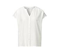 Shirtbluse STREET ONE, Damen, Gr. 36, weiß (sanftes weiß), Web, 100% Baumwolle, unifarben, normal normal, Rundhals, abgesteppt, Blusen, aus reiner Baumwolle (23956600-36) sanftes weiß
