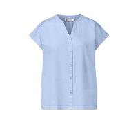 Street One Shirtbluse Dropped-Shoulder mit Tape 100% Baumwolle Rundhals Cashmere blau Gr. 38