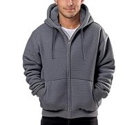 Butygity Sherpa-Kapuzenpullover für Herren, schwer, Durchgehender Reißverschluss, Dicke Fleece-Jacken, warme Wintermäntel, grau dunkel, XX-Large