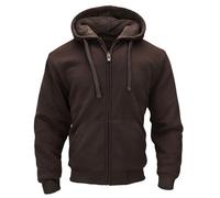 Butygity Sherpa-Kapuzenpullover für Herren, schwer, Durchgehender Reißverschluss, Dicke Fleece-Jacken, warme Wintermäntel, Kaffee, Large