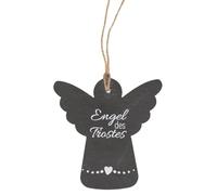 Butzon & Bercker Engelanhänger aus Schiefer - Engel des Trostes. Anhänger aus Naturschiefer mit tröstender Botschaft mit Hanfband zum Aufhängen. Kleiner christlicher Begleiter und Mutmacher