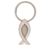 Butzon & Bercker Fisch-Schlüsselanhänger 7 x 3,5 cm - christliches Schutzsymbol aus Metall, Geschenkverpackung mit inspirierendem Text, spirituelles Geschenk für Freunde und Familie