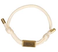 Butzon & Bercker hellbeiges Textilarmband mit goldfarbenem Fisch-Anhänger: Jesus ist dein Freund. Christlicher Schmuck zur Kommunion, Taufe oder Geburtstag. Kinderarmband in Geschenkverpackung