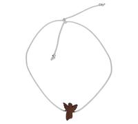 Hellgraues Textil-Armband mit Engel-Anhänger aus Nussbaumholz: Beschützt und Geborgen / Bei Hugendubel