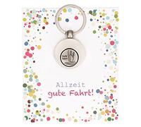 Butzon & Bercker Schlüsselanhänger aus Metall mit Christophorus-Anhänger und Einkaufswagen-Chip - Allzeit gute Fahrt; Maße 3,5 x 7 cm