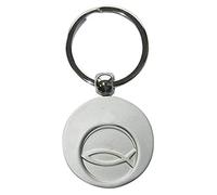 Butzon & Bercker Schlüsselanhänger Fisch silber mit Chip - Christliches Geschenk für Kommunion, Konfirmation, Taufe und Geburtstag2,8 cm