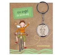 Butzon & Bercker Schutzengel Schlüsselanhänger Junge - Geschenk Einschulung & Schulanfang - Glücksbringer Schulweg, Ranzen, Erstklässler, 3,3 x 10 cm