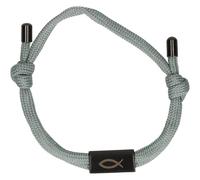 Butzon & Bercker türkises Textil-Armband mit schwarzem Ichthys-Anhänger: Segen für dich. Christlicher Schmuck für Kinder zur Kommunion, Taufe oder Geburtstag. Kinderarmband in Geschenkverpackung