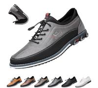 Buybuymen Orthopädische Schuhe, Buybuymen Modische orthopädische Herrenschuhe, verstellbare Schnürschuhe, leicht, formelle Business-Schuhe, Fahren, Arbeiten, Gehen, Party, Oxfords, Leder-Loafer(Grau,E