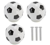 BuyW ußball Schrankknöpfe, 3 Set Keramik Schubladenknöpfe Fussball Sport Thema Einzelloch Schrankgriffe für Schrankgarderoben