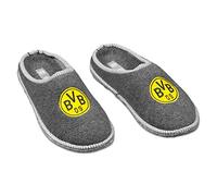 BVB Borussia Dortmund Filzpantoffel, grau, BVB Emblem auf Hausschuh