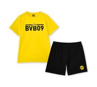 BVB Borussia Dortmund Schlafanzug schwarzgelb, Shirt, Hose, Exklusive Kollektion, BVB09 Schriftzug, 100% Baumwolle, kurz, Größe L