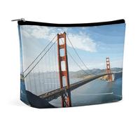 BVNMT Make-up-Tasche, tragbare Kosmetiktasche, große Kapazität, Reise-Make-up-Tasche, Aufbewahrungstasche, Gummienten, bedruckt, Kulturbeutel, geeignet für Frauen und Mädchen, San Francisco Golden