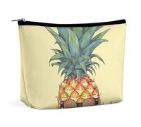BVNMT Make-up-Tasche, tragbare Kosmetiktasche, große Kapazität, Reise-Make-up-Tasche, Aufbewahrungstasche, böser Blick, bedruckt, Kulturbeutel, geeignet für Frauen und Mädchen, Lustige Ananas