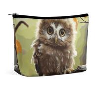 BVNMT Make-up-Tasche, tragbare Kosmetiktasche, große Kapazität, Reise-Make-up-Tasche, Aufbewahrungstasche, Pudel, bedruckt, Kulturbeutel, geeignet für Frauen und Mädchen, Echte süße Baby-Eulen