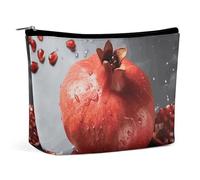 BVNMT Make-up-Tasche, tragbare Kosmetiktasche, große Kapazität, Reise-Make-up-Tasche, Aufbewahrungstasche, rosa Kirschblüten-Druck, Kulturbeutel, geeignet für Frauen und Mädchen, granatapfel