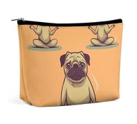 BVNMT Make-up-Tasche, tragbare Kosmetiktasche, große Kapazität, Reise-Make-up-Tasche, Aufbewahrungstasche, Wolf, sitzend im Schnee, bedruckt, Kulturbeutel, geeignet für Frauen und Mädchen, Yoga Mops