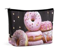 BVNMT Make-up-Tasche, tragbare Kosmetiktasche, große Kapazität, Reise-Make-up-Tasche, Aufbewahrungstasche, niedlicher Eisbär, bedruckt, Kulturbeutel, geeignet für Frauen und Mädchen, Donut-Kuchen