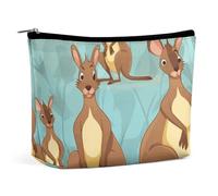 BVNMT Make-up-Tasche, tragbare Kosmetiktasche, große Kapazität, Reise-Make-up-Tasche, Aufbewahrungstasche, lustig, für Känguru-Zoo, bedruckt, Kulturbeutel, geeignet für Frauen und Mädchen, Lustig für