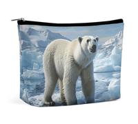 BVNMT Make-up-Tasche, tragbare Kosmetiktasche, große Kapazität, Reise-Make-up-Tasche, Aufbewahrungstasche, Piratenschädel, bedruckt, Kulturbeutel, geeignet für Damen und Mädchen, Eisbär, Eis