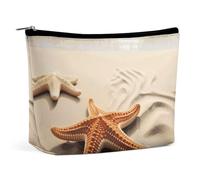 BVNMT Make-up-Tasche, tragbare Kosmetiktasche, große Kapazität, Reise-Make-up-Tasche, Aufbewahrungstasche, Waschbär im Herbstbaumloch, bedruckt, Kulturbeutel, geeignet für Frauen und Mädchen, Seestern