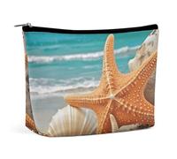 BVNMT Make-up-Tasche, tragbare Kosmetiktasche, große Kapazität, Reise-Make-up-Tasche, Aufbewahrungstasche, Wissenschaft, Party, bedruckt, Kulturbeutel, geeignet für Frauen und Mädchen, Seestern