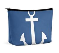 BVNMT Make-up-Tasche, tragbare Kosmetiktasche, großes Fassungsvermögen, Reise-Make-up-Tasche, Aufbewahrungstasche, nautisches weißes Ankermuster, bedruckt, Kulturbeutel, geeignet für Damen und Mädchen