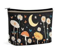 BVNMT Make-up-Tasche, tragbare Kosmetiktasche, großes Fassungsvermögen, Reise-Make-up-Tasche, Aufbewahrungstasche, Rosenblüte, bedruckt, Kulturbeutel, geeignet für Damen und Mädchen, Schwarzer