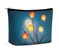 BVNMT Make-up-Tasche, tragbare Kosmetiktasche, großes Fassungsvermögen, Reise-Make-up-Tasche, Aufbewahrungstasche, Laternen zum Aufhängen an Bäumen, bedruckte Kulturbeutel, geeignet für Frauen und