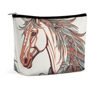 BVNMT Make-up-Tasche, tragbare Kosmetiktasche, großes Fassungsvermögen, Reise-Make-up-Tasche, Aufbewahrungstasche, Geparden-Druck, Kulturbeutel, geeignet für Frauen und Mädchen, Amor Pfeil Liebespferd