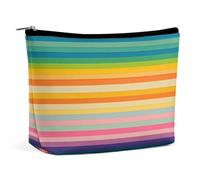 BVNMT Make-up-Tasche, tragbare Kosmetiktasche, großes Fassungsvermögen, Reise-Make-up-Tasche, Aufbewahrungstasche, mehrfarbige Streifen, bedruckt, Kulturbeutel, geeignet für Damen und Mädchen