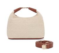 BWBIKE Damen Raffia Woven Straw Geldbörse - Sommer Crossbody Strandtasche mit oberem Griff, kleine Schulranzen-Handtasche für Urlaub und Alltag, Braun