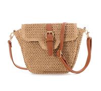 BWBIKE Damen Umhängetasche aus Papierstroh, Boho Gewebte Imitation Raffia Schultertasche, Sommerstrandtasche für Urlaub & Reisen