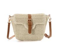 BWBIKE Damen Umhängetasche aus Papierstroh, Boho Gewebte Imitation Raffia Schultertasche, Sommerstrandtasche für Urlaub & Reisen