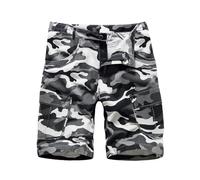 BWBIKE Herren Camo Cargo Kurze Casual Arbeit Shorts Klassische Camouflage Outdoor Active Shorts Baumwolle Combat Shorts mit Mehreren Taschen, Grau, L